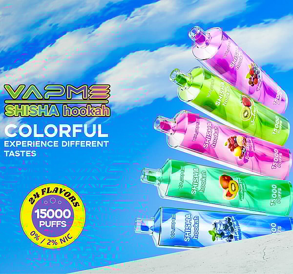 VAPME SHISHA HOOKAH 15000 Puffs Disposable Vape Type-C 24Flavors 25ml 0% 2% E Cigarette in stock - Image 2