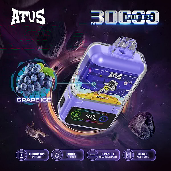 ATVS 30000 Puffs Disposable Vape 3Nicotine 12Flavors Digital screen E Cigarettes in stock - Image 2