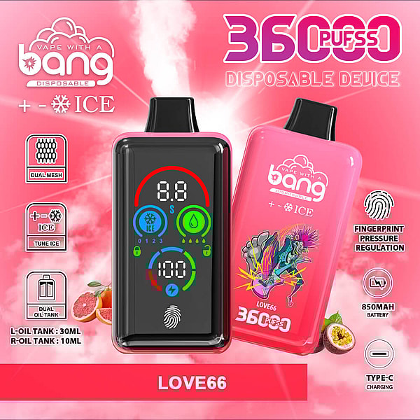 bang ice 36000 puffs Disposable Vape 0%3%5%Nicotine 12Flavors LED display Fingerprint pressure regulation E Cigarettes - Image 2