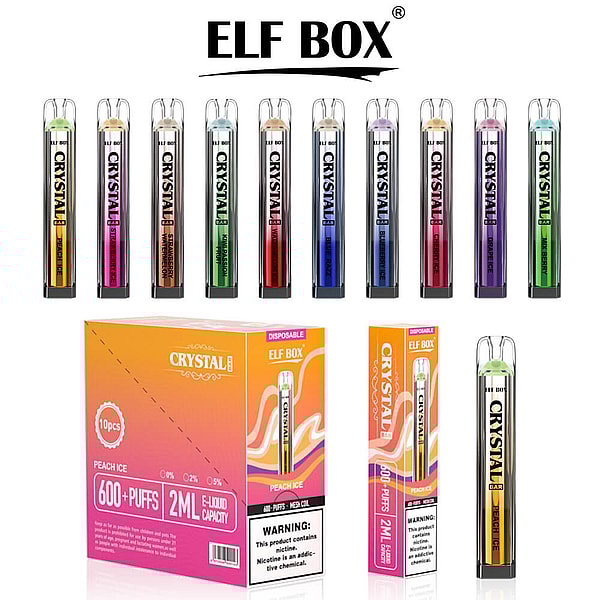 ELF BOX CRYSTAL 600 Puffs Disposable E Cigarette 0% 2% 5%Nicotine Color bar Vape pen 10Flavors - Image 3