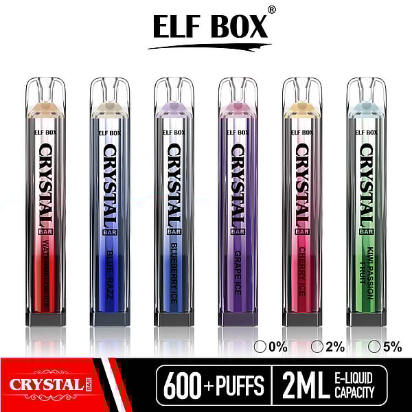 ELF BOX CRYSTAL 600 Puffs Disposable E Cigarette 0% 2% 5%Nicotine Color bar Vape pen 10Flavors - Image 2