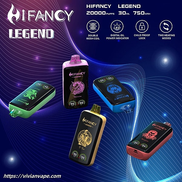 HIFANCY 20000 Puffs Disposable Vape 4Nicotine 10Flavors Digital screen E Cigarettes - Image 2