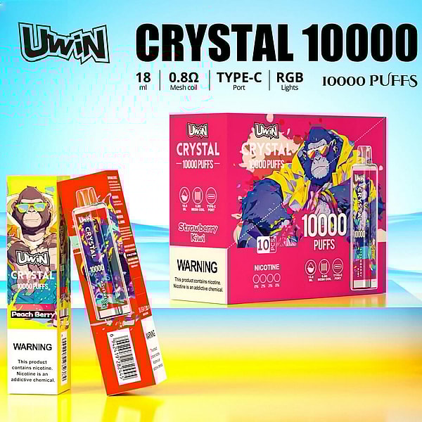 Uwin crystal 10000 Puffs Disposable Vape Type-C 15Flavors 18ml mesh coil E Cigarette free shipping - Image 4