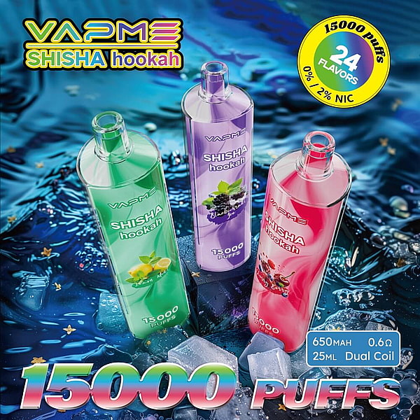 VAPME SHISHA HOOKAH 15000 Puffs Disposable Vape Type-C 24Flavors 25ml 0% 2% E Cigarette in stock - Image 5