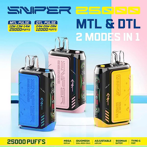 VAPMOD SNIPER 25000 puffs Disposable Vape LED display E Cigarette  20Flavors free shipping - Image 2