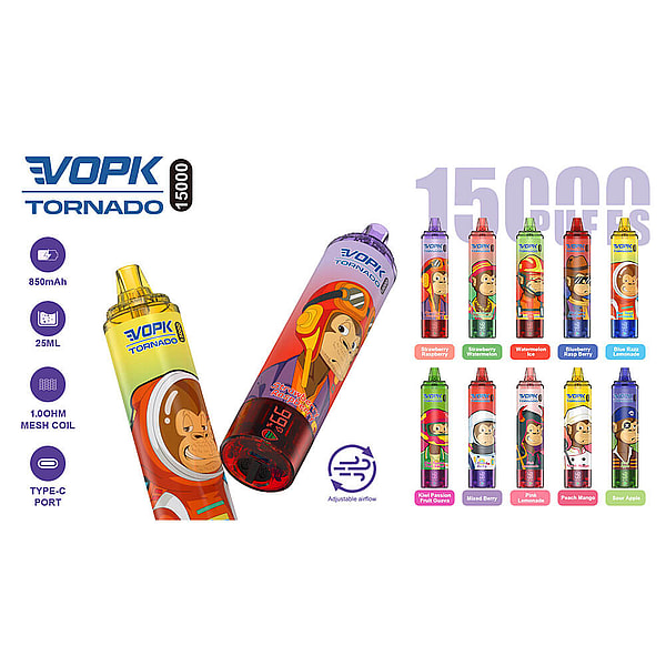 VOPK TORNADO 15000 Puffs Disposable Vape 3Nicotine 10Flavors Digital screen E Cigarettes in stock - Image 2