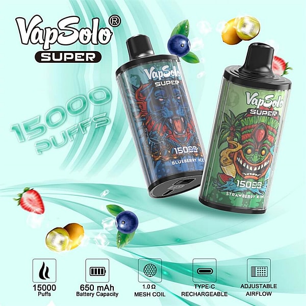 Vapsolo Super 15000 Puffs Disposable Vape 4Nicotine 15Flavors Digital screen E Cigarettes - Image 5