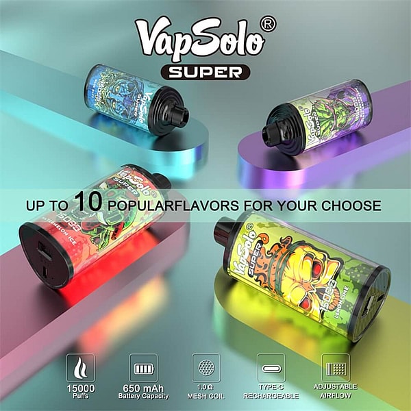 Vapsolo Super 15000 Puffs Disposable Vape 4Nicotine 15Flavors Digital screen E Cigarettes - Image 7