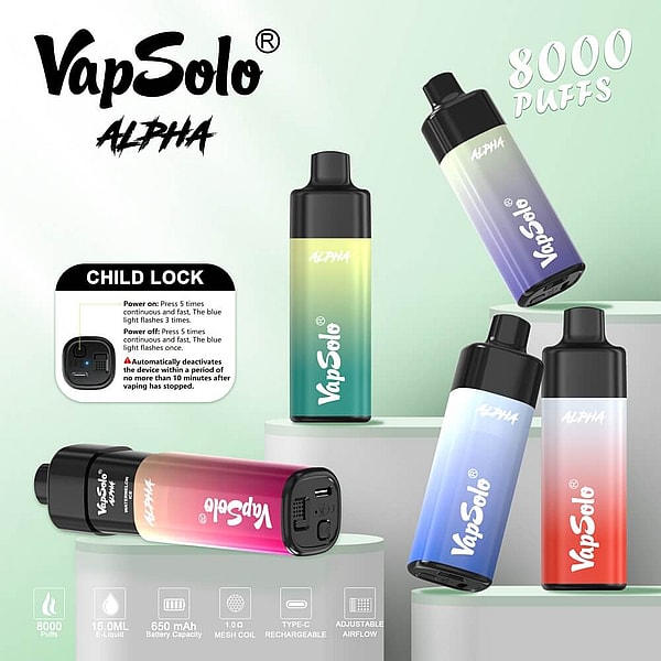 Vapsolo Alpha Pod system Puffs Disposable Vape 4Nicotine 10Flavors Digital screen E Cigarettes - Image 7