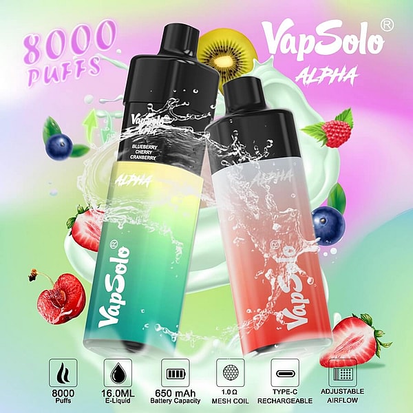Vapsolo Alpha Pod system Puffs Disposable Vape 4Nicotine 10Flavors Digital screen E Cigarettes - Image 3