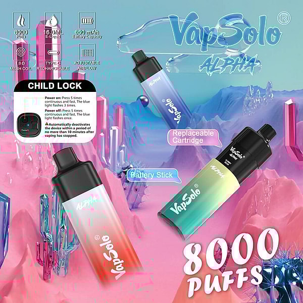 Vapsolo Alpha Pod system Puffs Disposable Vape 4Nicotine 10Flavors Digital screen E Cigarettes - Image 6
