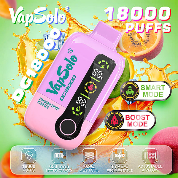 Vapsolo 18000 Puffs Disposable Vape 4Nicotine 10Flavors Digital screen E Cigarettes - Image 2