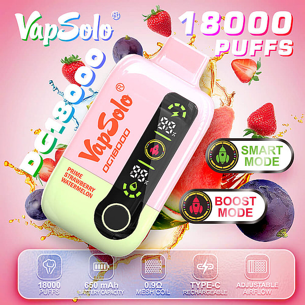 Vapsolo 18000 Puffs Disposable Vape 4Nicotine 10Flavors Digital screen E Cigarettes - Image 6