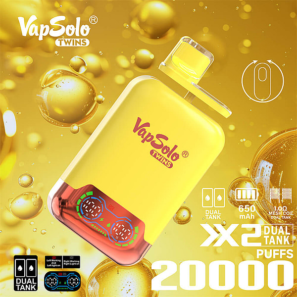 Vapsolo Twins 20000 Puffs Disposable Vape 4Nicotine 16Flavors Digital screen E Cigarettes - Image 4