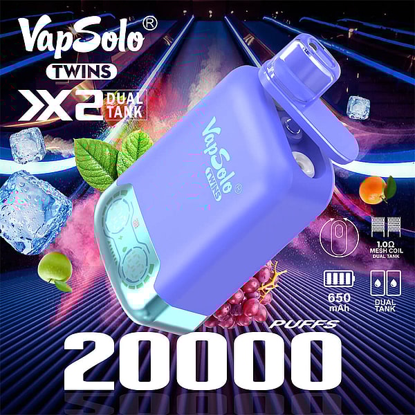 Vapsolo Twins 20000 Puffs Disposable Vape 4Nicotine 16Flavors Digital screen E Cigarettes - Image 3