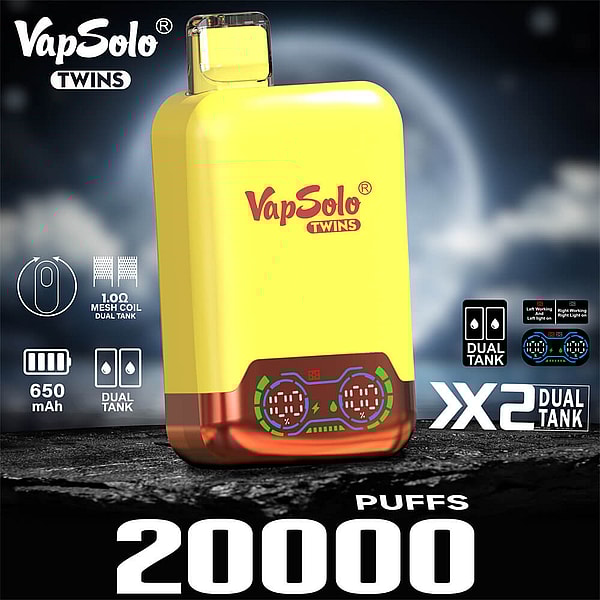 Vapsolo Twins 20000 Puffs Disposable Vape 4Nicotine 16Flavors Digital screen E Cigarettes - Image 2