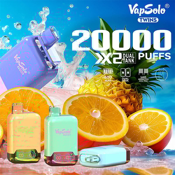 Vapsolo Twins 20000 Puffs Disposable Vape 4Nicotine 16Flavors Digital screen E Cigarettes - Image 5