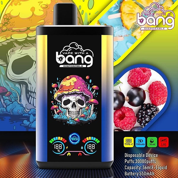 bang 30000 Puffs Disposable E Cigarette 0%2%5%Nicotine LED display Double flavor Vape free shipping - Image 6