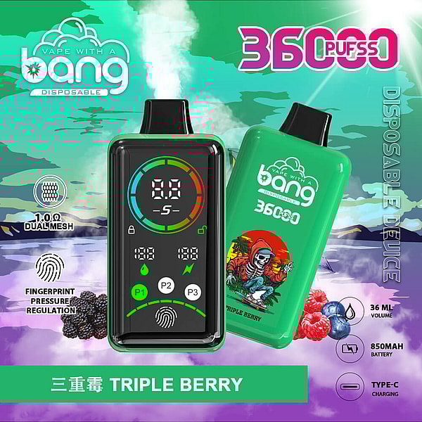 bang 36000 puffs Disposable E Cigarette 0%2%5%Nicotine LED display Fingerprint pressure regulationpen 12Flavors - Image 2