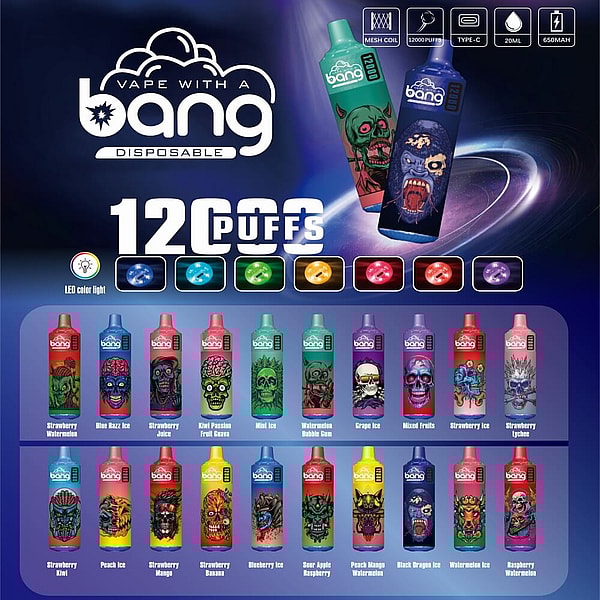 BANG tornado 12000 Puffs Disposable E Cigarettes 2%5%Nicotine 20Flavors Digital screen Vape pod - Image 8