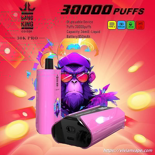 BANGKING 30000 PRO puffs vape 0%2%5%Nicotine 12Flavors Type-C rechargeable E Cigarettes - Image 2