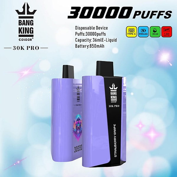 BANGKING 30000 PRO puffs vape 0%2%5%Nicotine 12Flavors Type-C rechargeable E Cigarettes - Image 5
