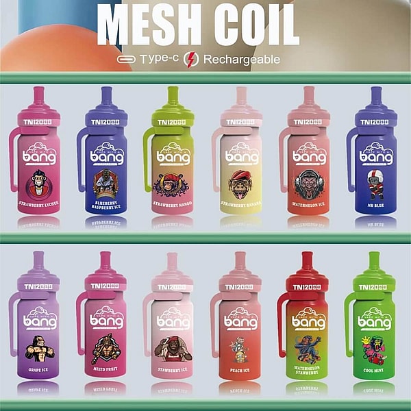 BANG 12000 Puffs Disposable Vape pen 0%2%3%5%Nicotine mesh coil 12Flavors E Cigarettes pod - Image 2