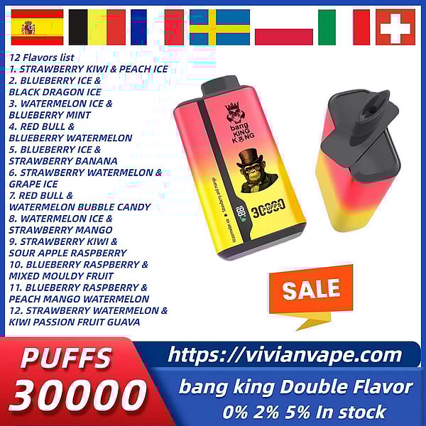 bangKing Kingdoms Rex 30000 Puffs Vape Type-C LED display dual flavors Disposable E Cigarette in stock
