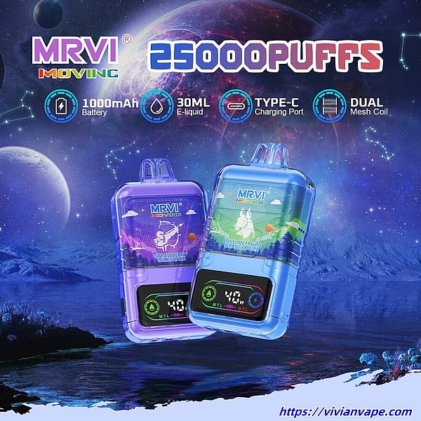 MRVI Moving 25000 Puffs Disposable Vape 4Nicotine 10Flavors Digital screen E Cigarettes - Image 2