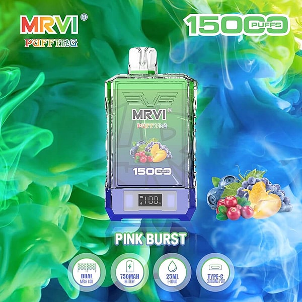 MRVI PUFFING 15000 Puffs Disposable Vape 4Nicotine 10Flavors Digital screen E Cigarettes - Image 3