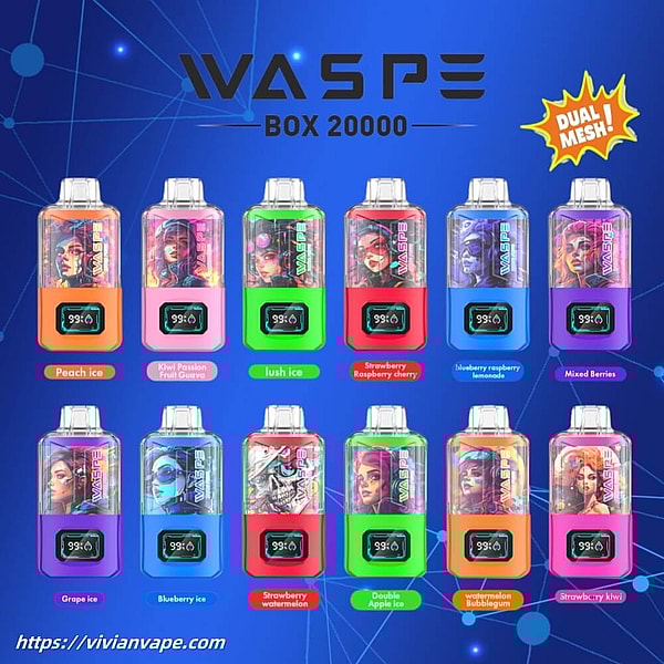 WASPE 20000 Puffs Disposable E Cigarette 0%2%5% LED Display Vape 12Flavors Type-C Rechargeable - Image 9