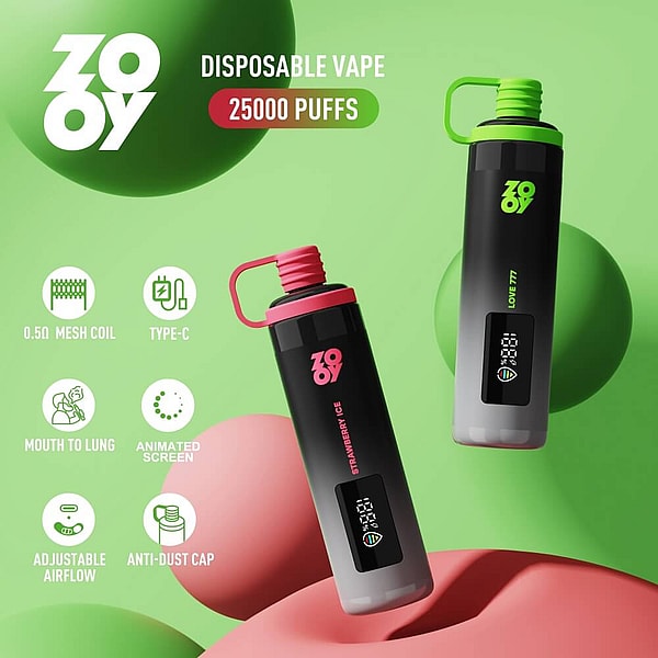 ZOOY shisha 25000 Puffs Disposable Vape 4Nicotine 10Flavors Digital screen E Cigarettes - Image 5