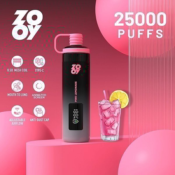 ZOOY shisha 25000 Puffs Disposable Vape 4Nicotine 10Flavors Digital screen E Cigarettes - Image 2