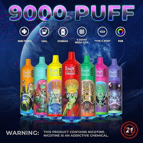 FUMOT RandM Tornado 9000 Puffs Vape 58Flavors in stock Bottom light E Cigarettes free shipping - Image 2