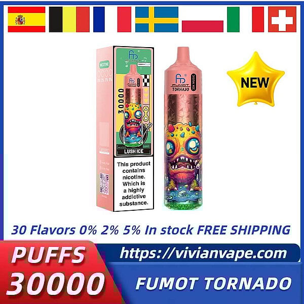 FUMOT RandM Tornado 30000 Puffs 30 Flavors Digital Screen Longest-Lasting Disposable Vape 2024 E Cigarettes Type-C