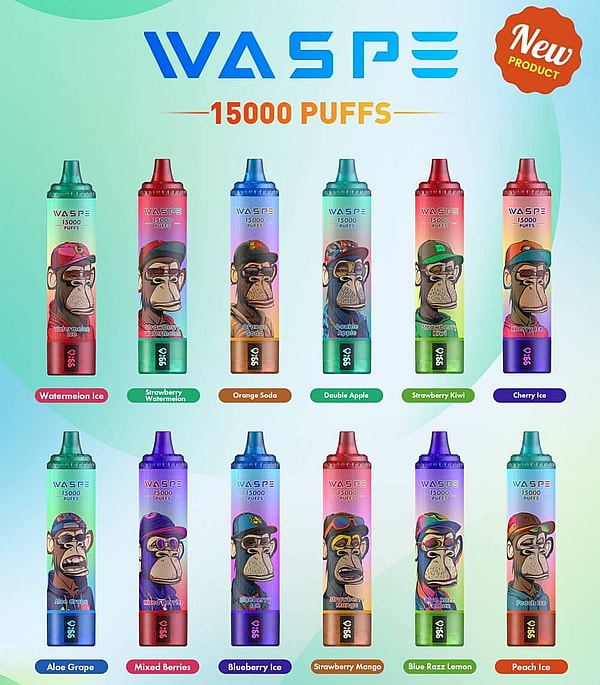 WASPE TORNADO 15000 Puffs Disposable Vape LED display Type-C 12Flavors 22ml liquid E Cigarette - Image 9