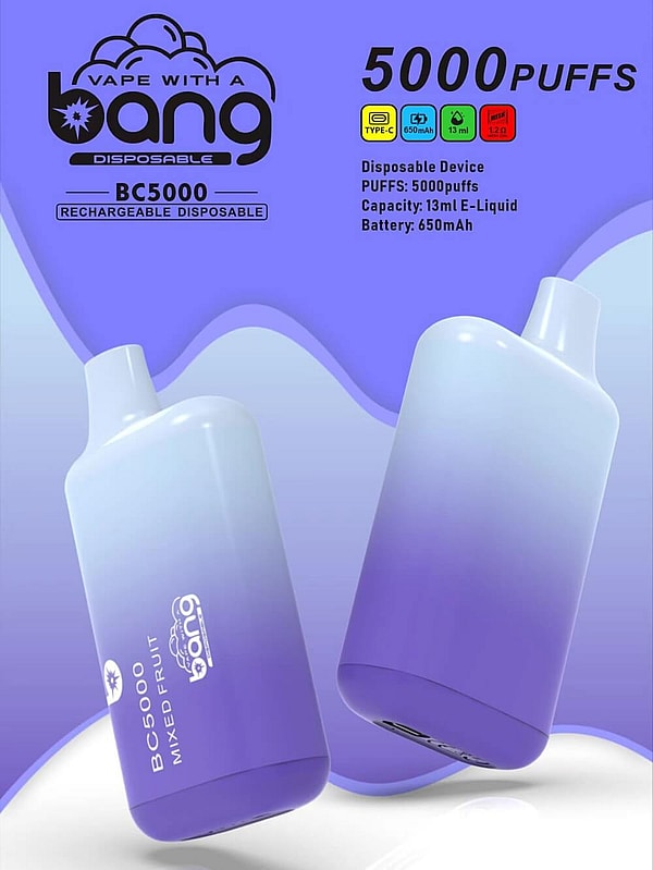 BANG BC 5000 Puffs Disposable Vape 4Nicotine 20Flavors Rechargeable E Cigarettes POD - Image 8