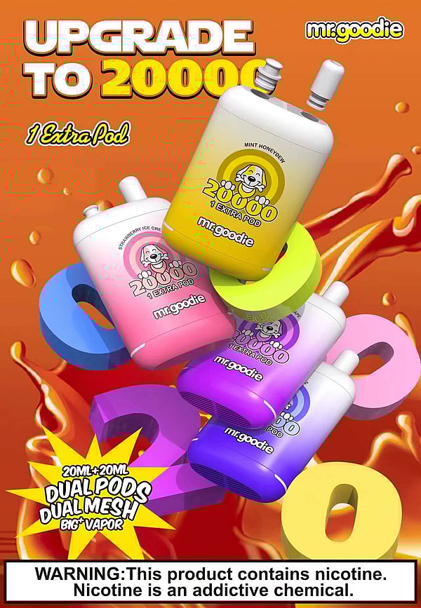 Mr Goodie 20000 Puffs Disposable E Cigarette 2% 5% Dual pods Dual mesh 12Flavors Vape in stock - Image 2